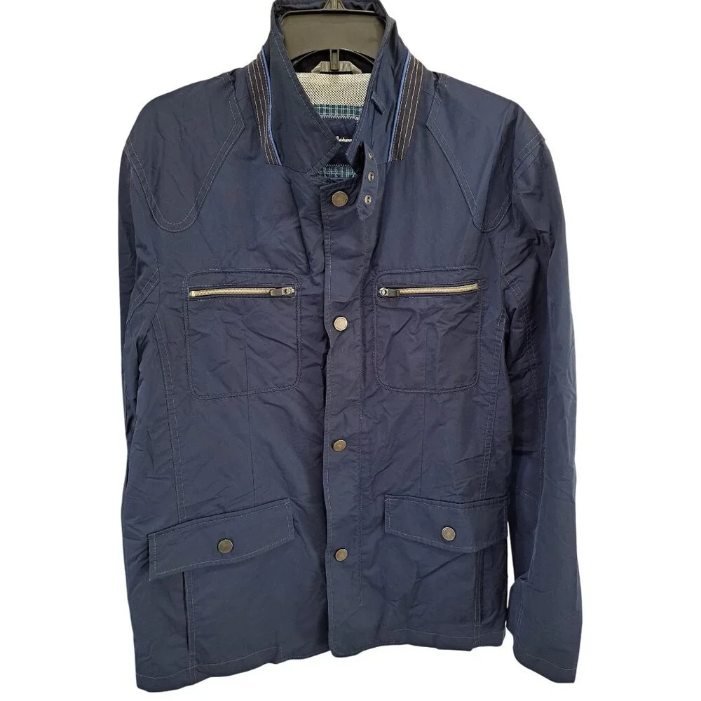 Tommy Bahama Rain Jacket Men's Navy Lightweight Raincoat Snap Zipper Large - Picture 1 of 11